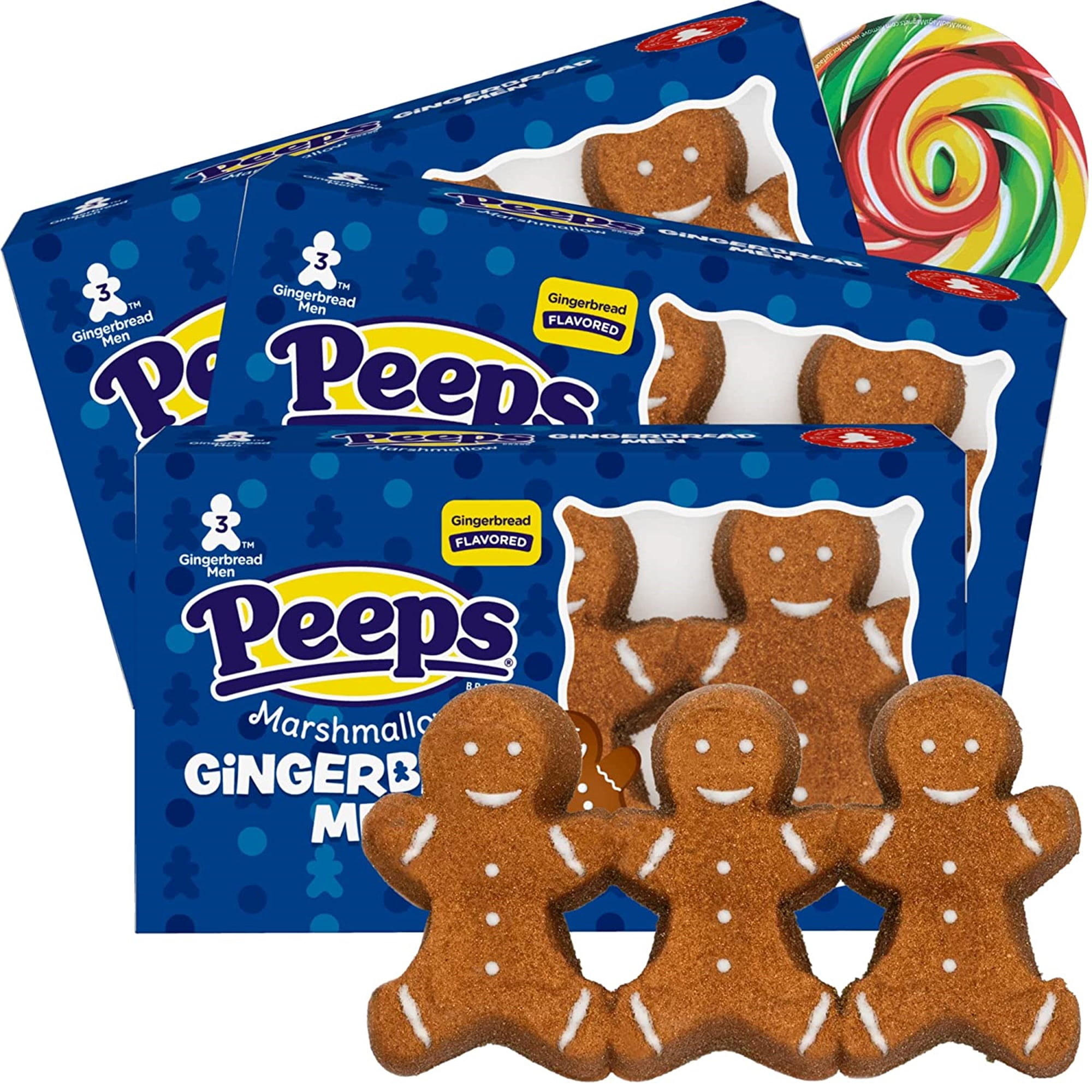 Gingerbread Peeps Candy Christmas Marshmallows, Gluten and Fat Free Holiday Desserts, Colorful