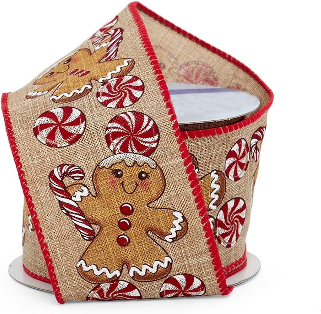 Gingerbread & Peppermints Christmas Ribbon - 2 1/2