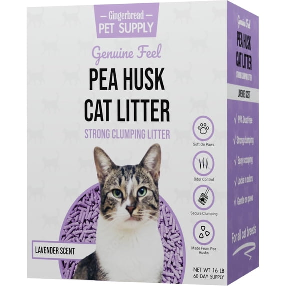 Gingerbread Pet Supply Premium Pea Husk Scented Cat Litter for Happy and Healthy Cats. (16 lbs)(Lavender)