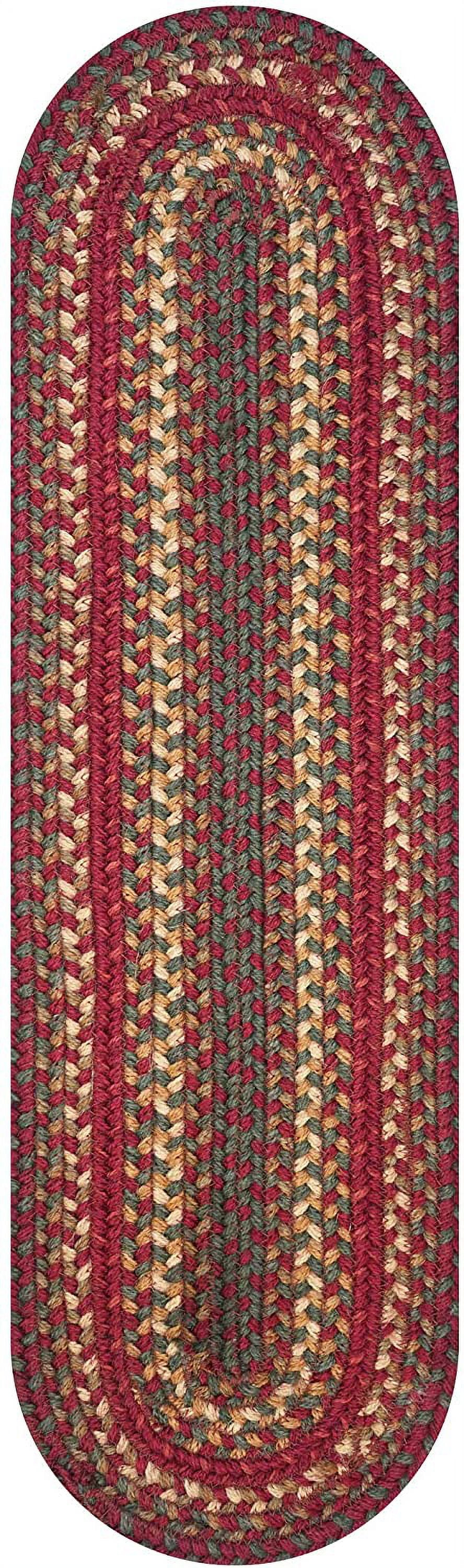 Gingerbread Premium Jute Braided Stair Tread 8” x 28” (Set of 13) Oval Multi Color Reversible