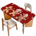 thumbnail image 1 of Gingerbread Red Table Cloths for 6 Foot Rectangle Tables, Christmas Winter Snowflake Patio Waterproof Elastic Fitted Tablecloths, Washable Rectangular Table Cover for Camping, 1 of 8