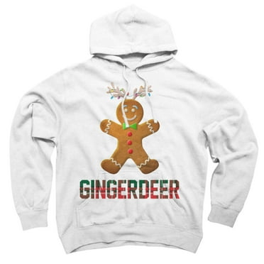 Gingerbread Reindeer Matching Family Group Christmas Pajama White Graphic Pullover Hoodie - Design By Humans  2XL