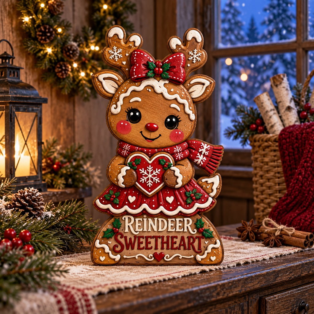 Gingerbread Reindeer Wooden Block 3 Layer Christmas Gift - Walmart.com