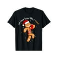 thumbnail image 1 of Gingerbread Snack Tee "Out Here Looking Like a Snack" Graphic Candy Cane Design Black S-5XL, 1 of 5