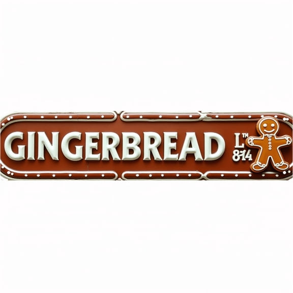 Gingerbread Street Sign 16*4 Inches "GINGERBREAD" Kitchen Christmas Bakery Decor