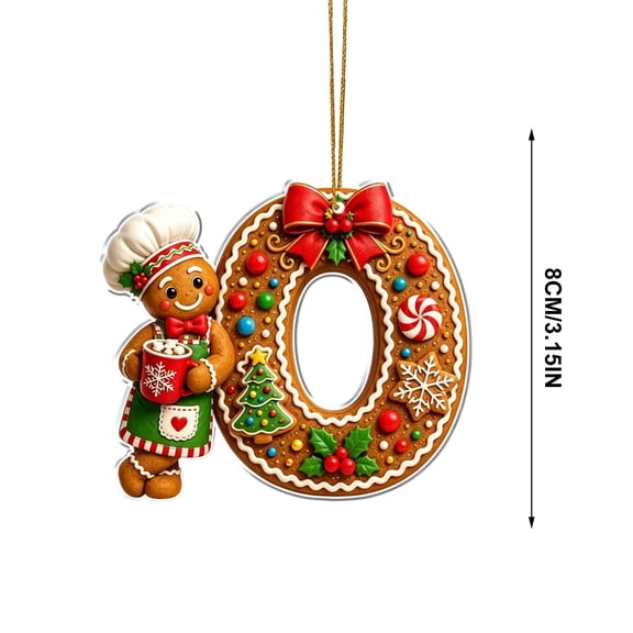 Gingerbread Style Letter "O" Christmas Ornament 2D Acrylic Personalized Xmas Tree Hanging Pendant DIY Holiday Accessory