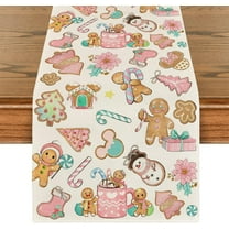 Gingerbread Table Runner Christmas Table Runner Gingerbread Christmas Table Cover New Year Winter Xmas Decor Christmas Decorations for Home Party Table
