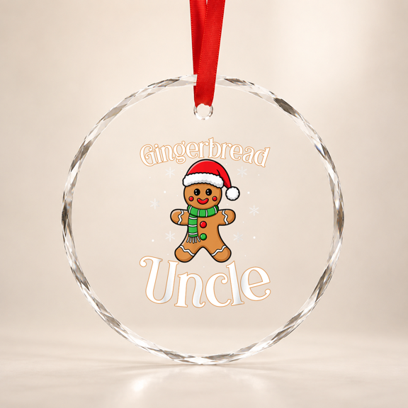 Gingerbread Uncle Christmas Festive Fun Glass Ornament