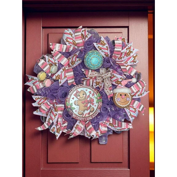 Gingerbread Wishes and Candy Kisses Wreath, Christmas Wreath, Christmas Decor, Gingerbread and Candy
