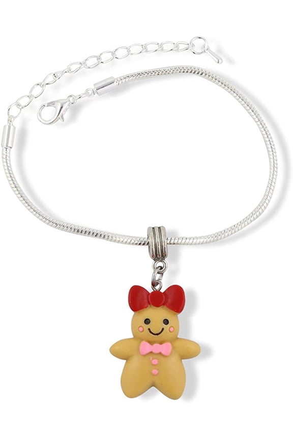 Gingerbread Woman Plastic Snake Chain Charm Bracelet