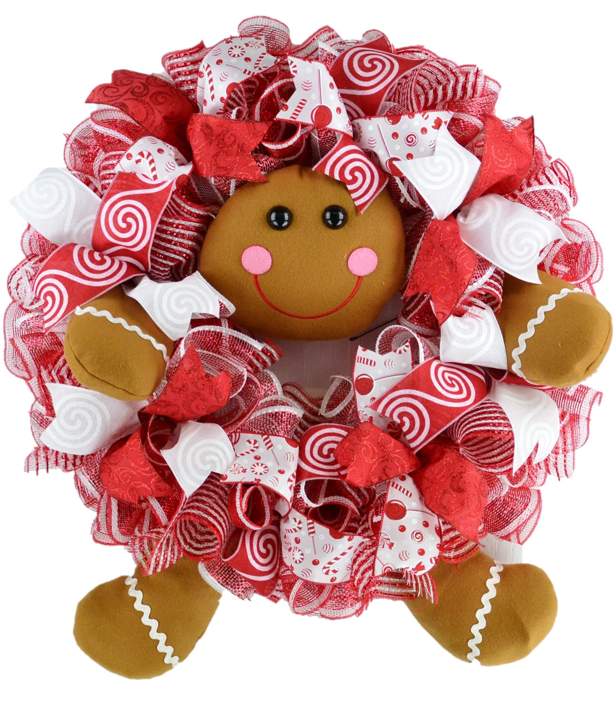 Gingerbread Wreath | Outdoor Christmas Wreath | Mesh Front Door Wreath ...