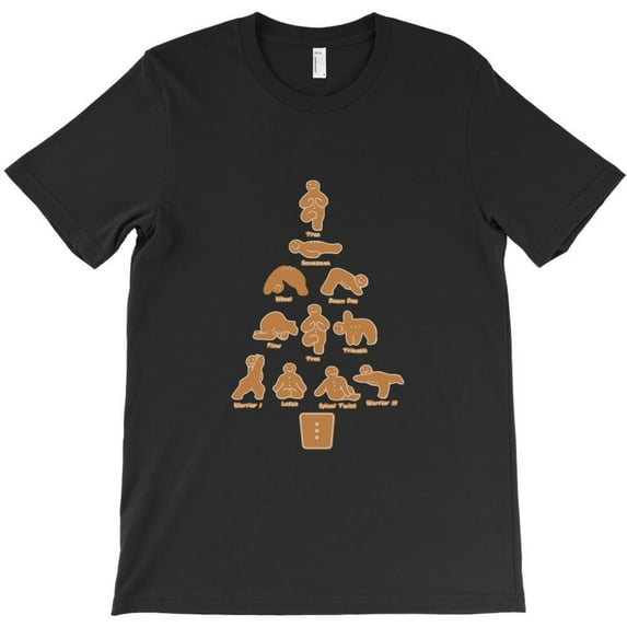 Gingerbread Yoga Themed Athletic and Festive Graphic Design for Holiday G30437 Unisex T-Shirt, Up to Size 5XL