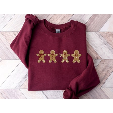 Gingerbreads Christmas Embroidered Sweatshirt
