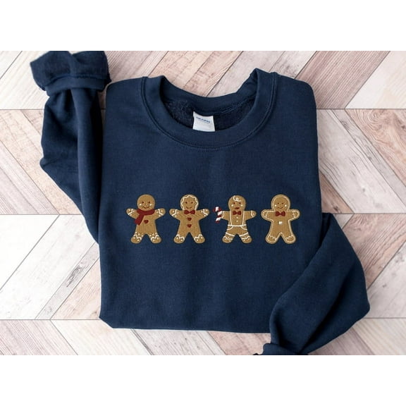 Gingerbreads Cute Christmas Embroidered Sweatshirt