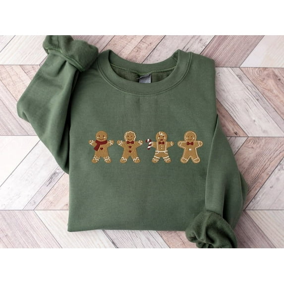 Gingerbreads Cute Christmas Embroidered Sweatshirt