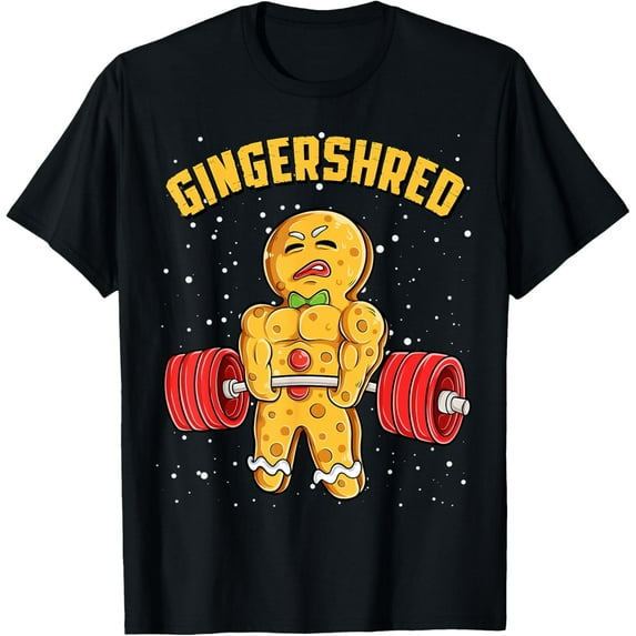 Gingershred Funny Gingerbread Man Gym Bodybuilding Christmas Mens T-Shirt