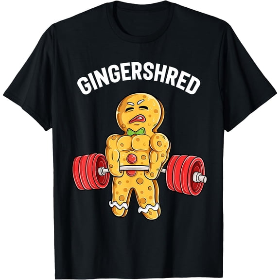 Gingershred Gingerbread Man Gym Bodybuilding Krismast T-Shirt