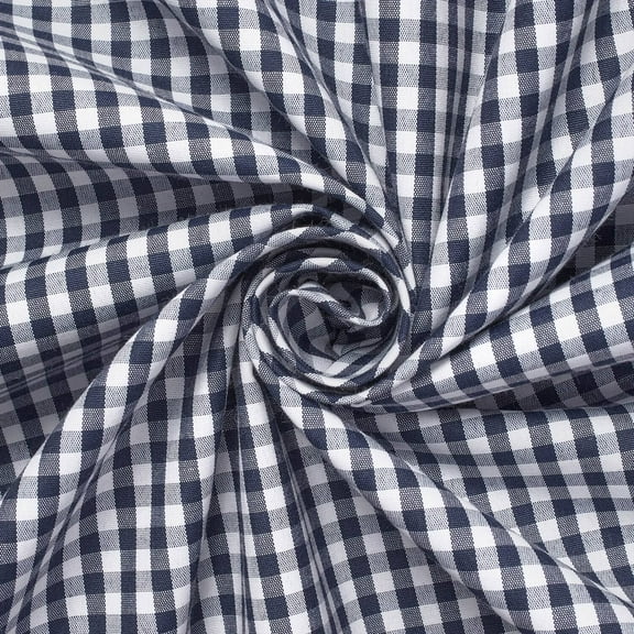4 mm Gingham Checkered Lightweight Plaid Polyester Cotton Poplin Fabric by The Yard - for Sewing Apparel, Accessories, & Décor - Navy Blue (1 Yard)