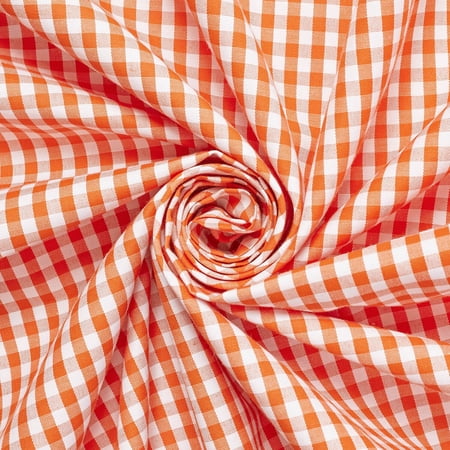 4 mm Gingham Checkered Lightweight Plaid Polyester Cotton Poplin Fabric by The Yard - for Sewing Apparel, Accessories, & Décor - Orange (1 Yard)