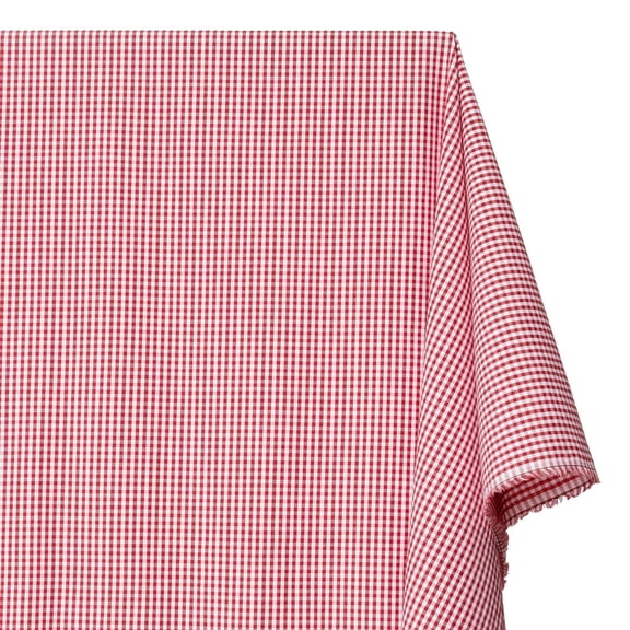 4 mm Gingham Checkered Lightweight Plaid Polyester Cotton Poplin Fabric by The Yard - for Sewing Apparel, Accessories, & Décor - Red (1 Yard)