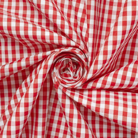 4 mm Gingham Checkered Lightweight Plaid Polyester Cotton Poplin Fabric by The Yard - for Sewing Apparel, Accessories, & Décor - Red (1 Yard)