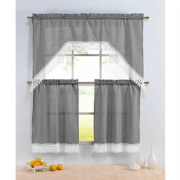 Gingham 3-Piece Kitchen Tier and Valance 60 x 72 in. Set
