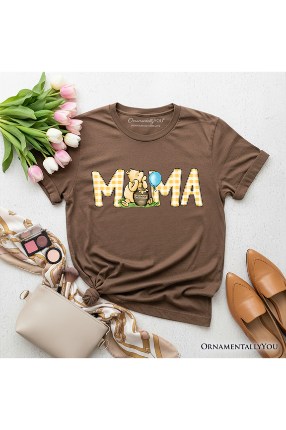 Gingham Bear Mama T-Shirt, Honey Bear Family Tee