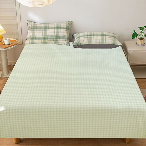 Gingham Bed Sheet Lightweight Soft Washed Microfiber Cotton Plaid Bed Sheets Farmhouse Bedroom Decor Checkered Sheets 62.99x90.55 inches