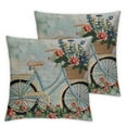 thumbnail image 1 of Gingham Bike Embroidered Poly Fill Throw Pillow,  Square, Home Decoration, 1 of 7