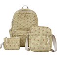 thumbnail image 1 of Gingham Bow Quilted Backpack Set Lightweight Multi‑Compartment Casual Daypack with Crossbody Bag & Zipper Pouch Vintage Plaid Storage Backpack for Daily Commute Travel Craft Storage, 1 of 2