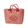 thumbnail image 1 of Gingham Bow Storage Basket Portable Quilted Fabric Laundry Hamper Multi‑Pocket Sundries Organizer Bin Spacious Home Storage Caddy with Handles For Bedroom Dorm Bathroom(Red-31x27x26cm), 1 of 3