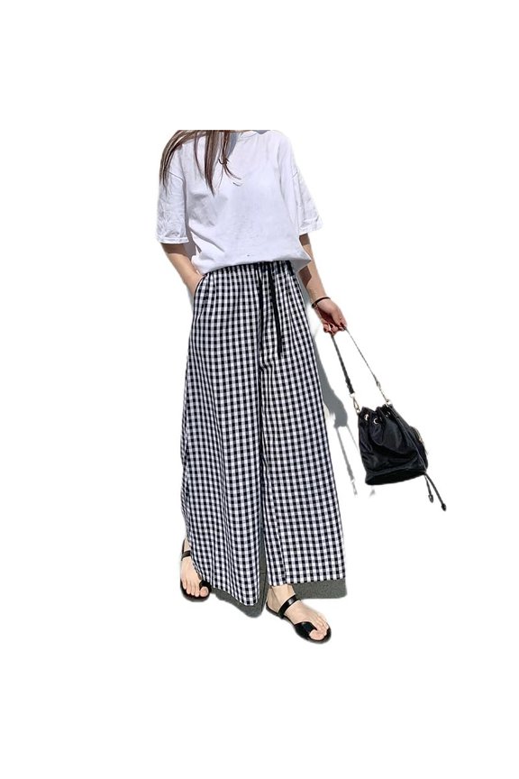 Gingham Broek Dames Geruite Zomer Plaid Mode Broek