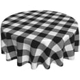 thumbnail image 1 of Gingham Buffalo Check Black And White Plaid Farm Waterproof Picnic Patio Party Round Table Cloth Cover Decorations Fabric 60 Inch Circular Tablecloth For 20-47 Inch Home Dining Room Kitchen Decor, 1 of 5