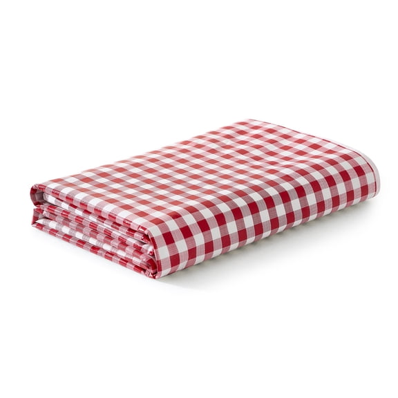 Elrene Home Fashions Gingham Check 3-Yard Cut-to-fit Vinyl Tablecloth/Table Protector, Red, 54" x 108"