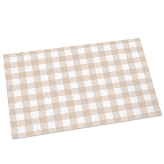 Gingham Check Door Mat 18x30 Inch Minimalist Beige Plaid Uniform Squares Entryway Rug with Non-Slip Rubber, Front Door Mat Indoor Floor Mats for Living Room Bathroom Bedroom Home Office