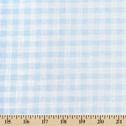 Gingham Check Linen-Look Polyester Cotton 58" Fabric By The Yard - Light Blue / White