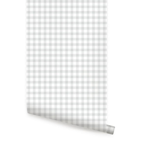Gingham Check Pattern Grey Peel and Stick Vinyl Wallpaper