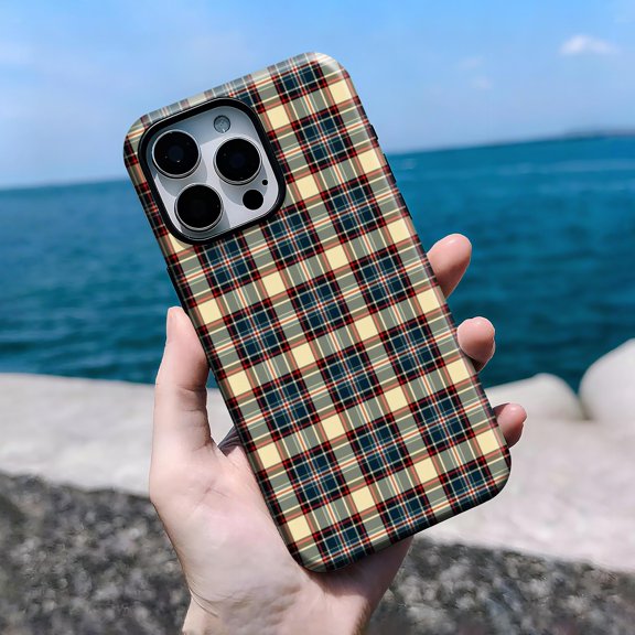 Gingham Checkered Fall Plaid Tough Phone Case, Dual-Layer Protective Cover for iPhone