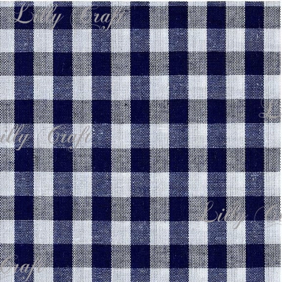 Gingham Checkered Poly Cotton 1/4 Inch Navy Fabric - Sold By The Yard - 57" / 58"