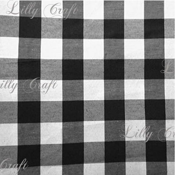 Gingham Checkered Poly Cotton 1 Inch Black Fabric - Sold By The Yard - 57" / 58"