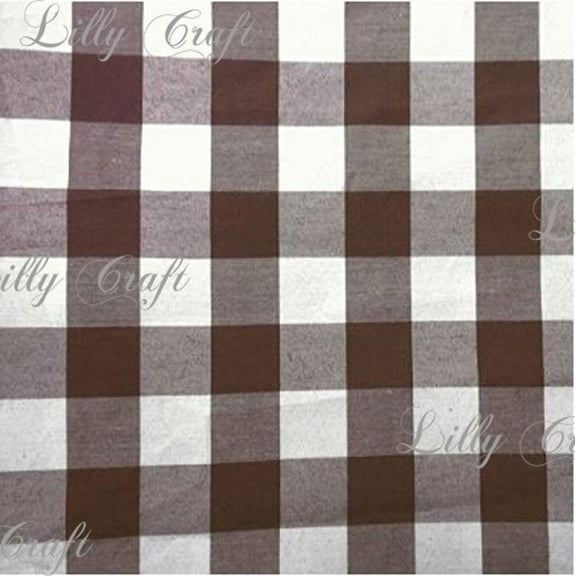 Gingham Checkered Poly Cotton 1 Inch Brown Fabric - Sold By The Yard - 57" / 58"
