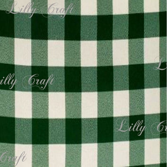 Gingham Checkered Poly Cotton 1 Inch Hunter Green Fabric - Sold By The Yard - 57" / 58"