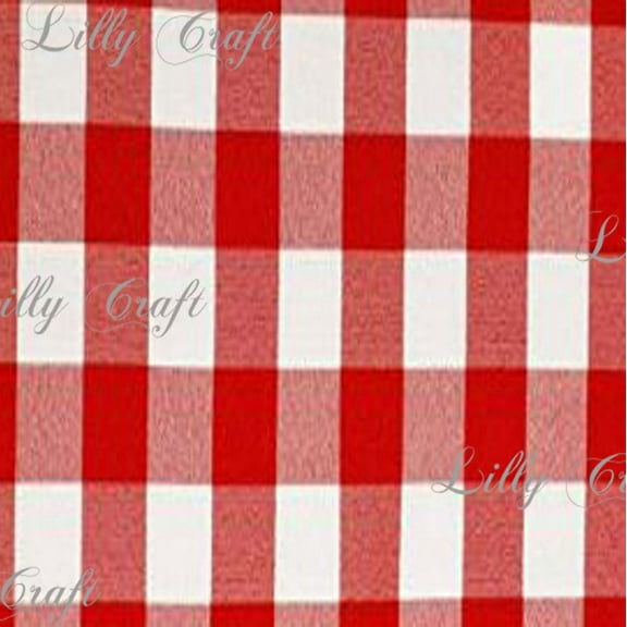 Gingham Checkered Poly Cotton 1 Inch Red Fabric - Sold By The Yard - 57" / 58"