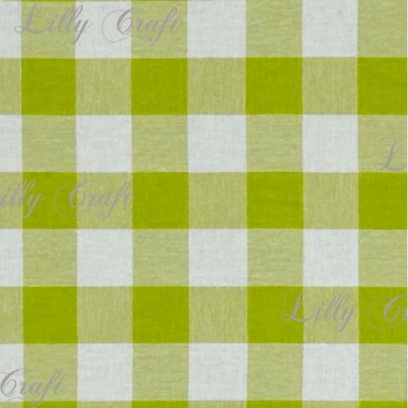 Gingham Checkered Poly Poplin 1 Inch Apple Green Fabric - Sold By The Yard - 57" / 58"