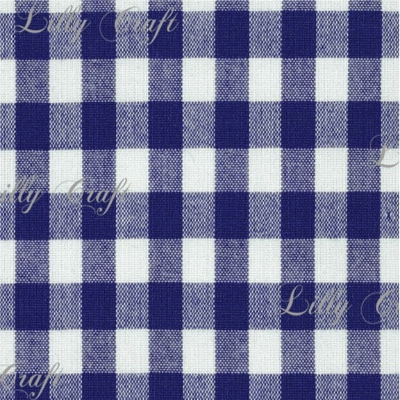 Gingham Checkered Poly Poplin 1 Inch Navy Blue Fabric - Sold By The Yard - 57" / 58"