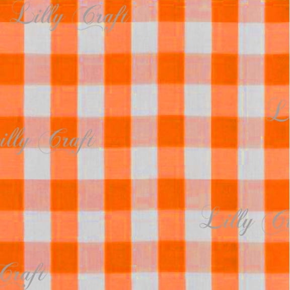 Gingham Checkered Poly Poplin 1 Inch Orange Fabric - Sold By The Yard - 57" / 58"