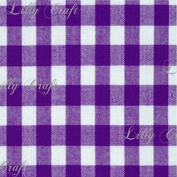 Gingham Checkered Poly Poplin 1 Inch Purple Fabric - Sold By The Yard - 57" / 58"
