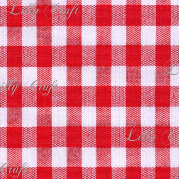 Gingham Checkered Poly Poplin 1 Inch Red Fabric - Sold By The Yard - 57" / 58"