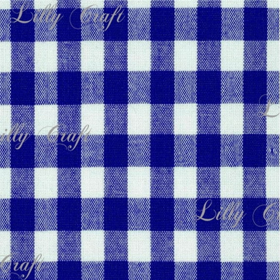 Gingham Checkered Poly Poplin 1 Inch Royal Blue Fabric - Sold By The Yard - 57" / 58"