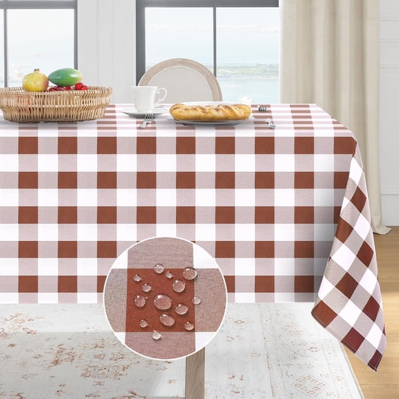 Gingham Checkered Rectangle Tablecloth - Waterproof Buffalo Plaid Table Cloth Stain Resistant Washable Table Cover for Picnic/Camping/Outdoor - Hunter Green, 60 x 120 Inch